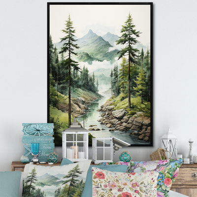 Green Pine Tree Eternal Guardians I On Canvas Print