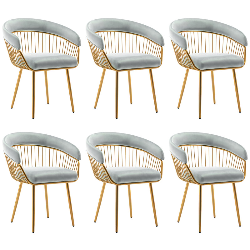 Christle Modern Mid Century Dining Chair, Upholstered Velvet Dining Room Chairs with Metal Legs for Makeup/Living Room (Set of 6)