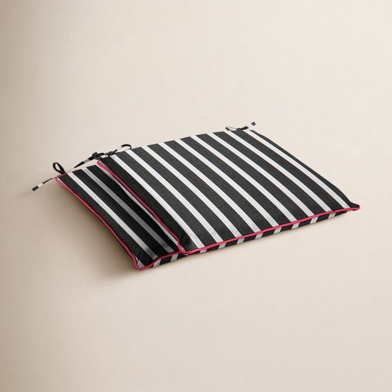 Sunbrella Outdoor 2'' Dining Chair Chair Pad, Shore Classic Black Stripe Sunbrella®, 2" H x 19" W x 19" D