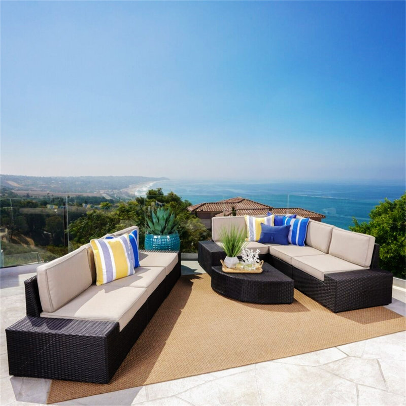 Ensemble modulaire d'extérieur 8 pièces Santa Cruz, Marron foncé