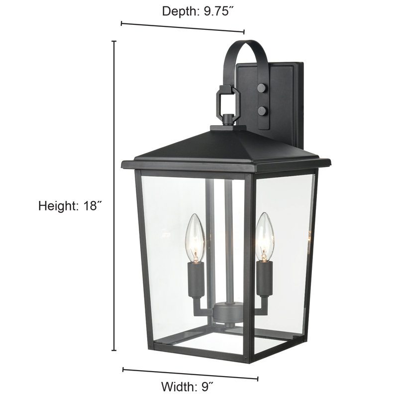 Powder Coated Bronze 18" Outdoor Wall Lantern with Glass Panels