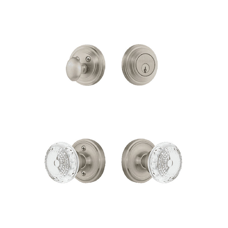 Ensemble de rosette d'entrée classique Nostalgic Warehouse avec poignée Crystal Meadows, Nickel satiné, 2.375