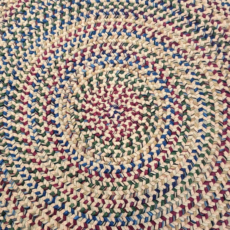 Tapis multicolore et avoine en mélange de laine fabriqué à la main Entwistle, Rond 4 pi