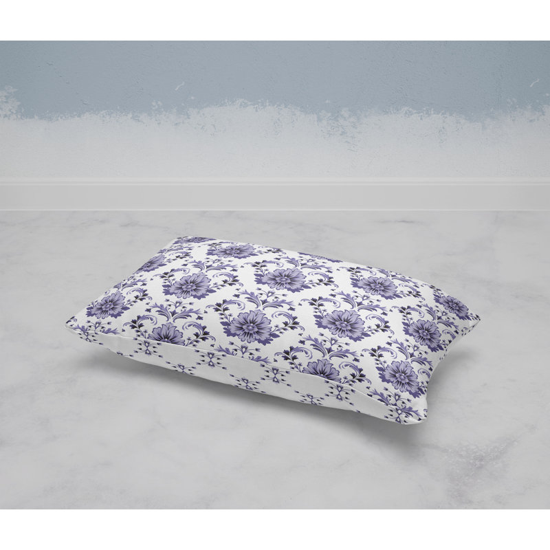 Ornate Opulence  Rectangular Throw Pillow, White/Purple