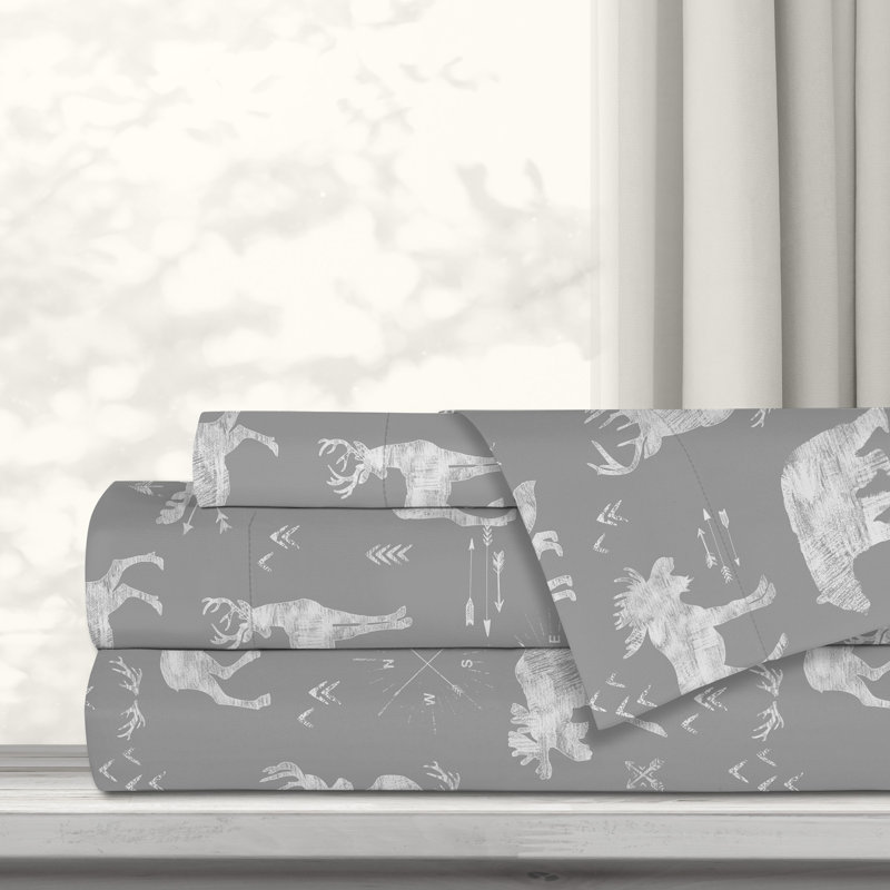 Microfiber Animal Print Fitted Sheet, Twin Sheet Set + 1 Fitted Sheet + 1 Pillowcase