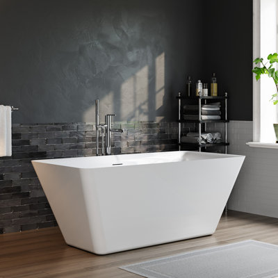 60" x 29" Freestanding Soaking Acrylic Bathtub