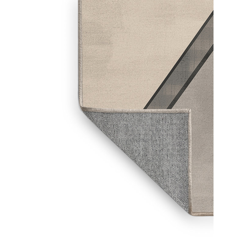 Tapis minimaliste beige à motif de pales lavables à la machine Brennan Katana, 6 x 9