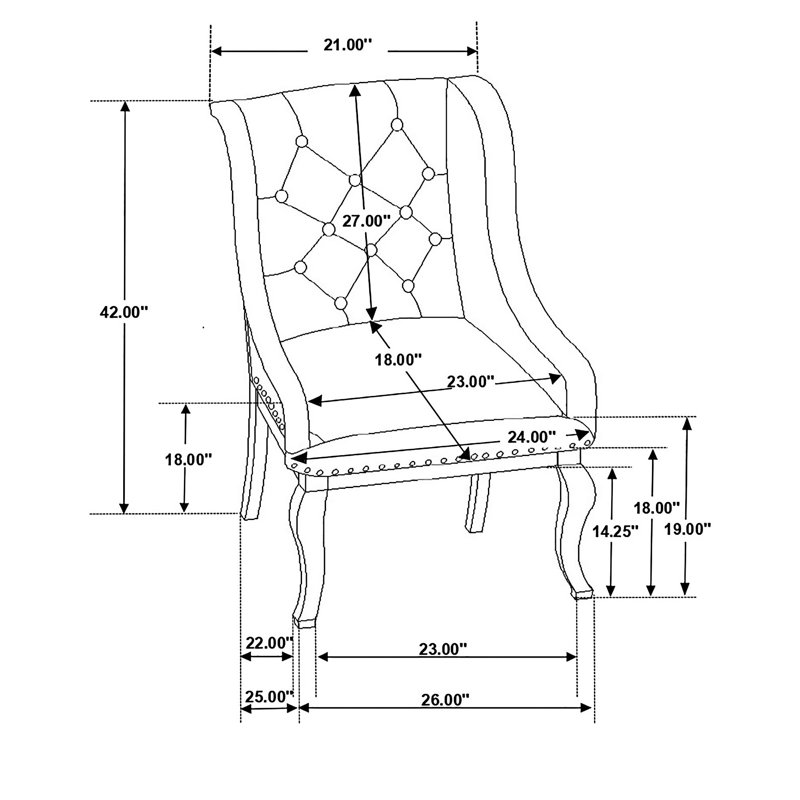 Chaise d'appoint rembourrée (ensemble de 2)