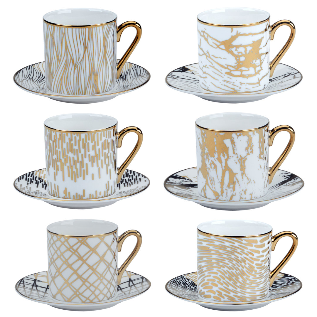 Matrix Gold Espresso Cup & Saucer Cup - 3in x 2.25in x 2.25in 4 oz Certified International