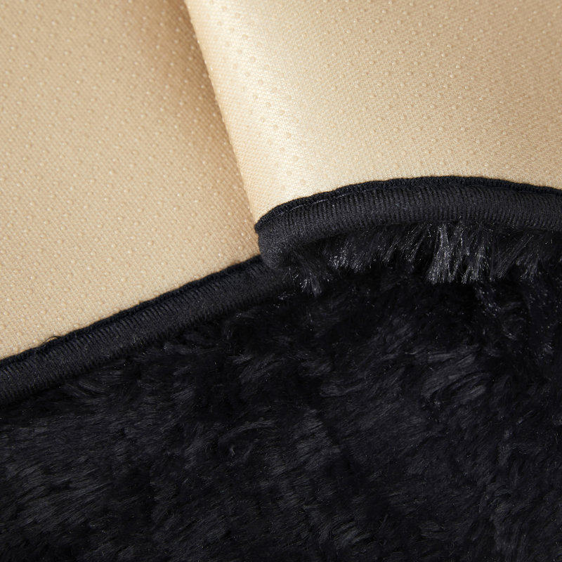 Tapis rond de couleur unie à poils longs de 4 pi x 4 pi pour salon