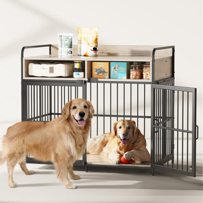 Grande cage pour chien, cage pour chien d'intérieur, table de cage pour chien en bois avec tiroirs, cage pour chien robuste, Jaula Para Perros, métal robuste, L 40,5 po x l 23,6 po x H 35,4 po