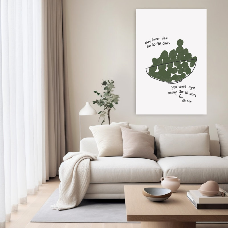 Olive Dinner Delight, art mural contemporain abstrait, H 60 po x l 40 po