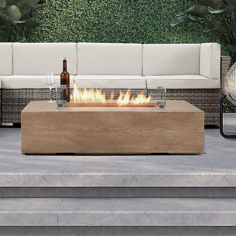 Frantzy 11.8'' H x 48'' W Magnesium Oxide Outdoor Fire Pit Table with Lid (Tank Cover Not Included)