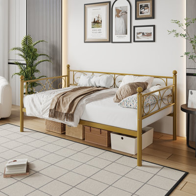 Twin Size Gold Daybed with Trundle Bed,  Metal