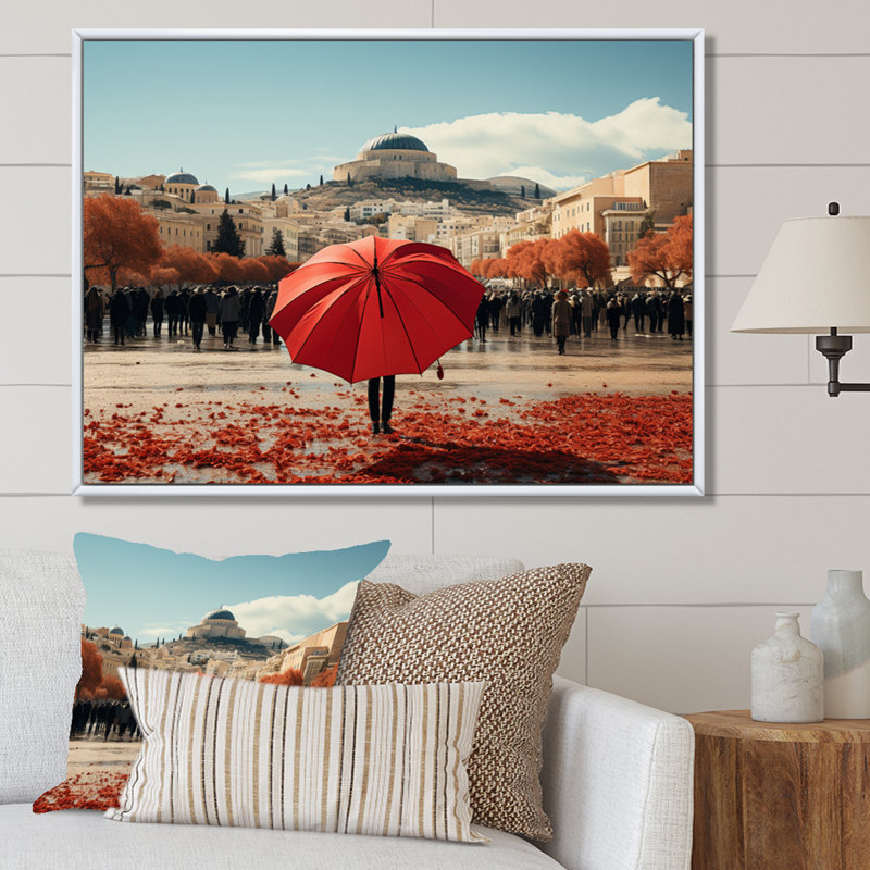 " Greece Glimpses Of Metropolis ", Cadre flottant blanc, H 12 po x l 20 po