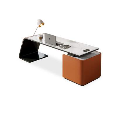 Bureau rectangulaire en pierre + bois manufacturé avec 3 tiroirs