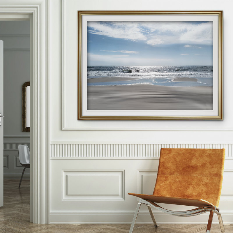 « beach bliss », reproduction de peinture à l’acrylique encadrée, Or, H 20 po x l 24 po x P 1,5 po