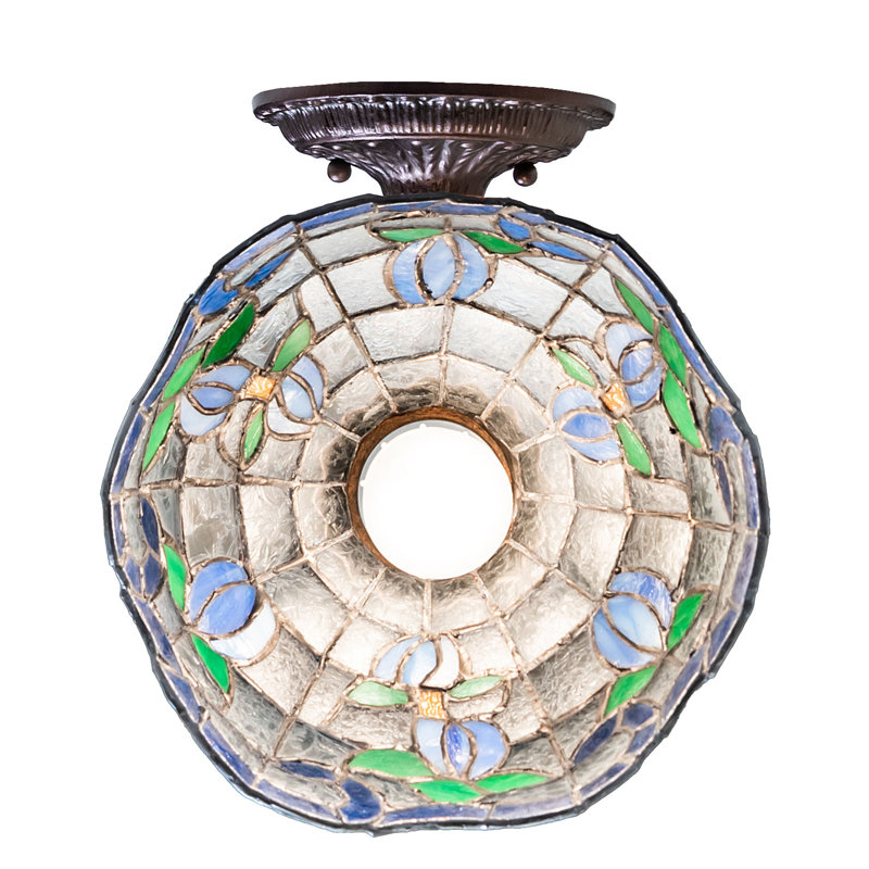 7" Wide Roseborder Wall Sconce, Clear/Blue/Green/Yellow, 9" H x 7" W x 9" D
