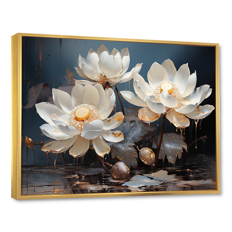 Sacred Lotus Dreams I sur impression sur toile, H 30 po x l 40 po x P 1,5 po, Cadre flottant doré