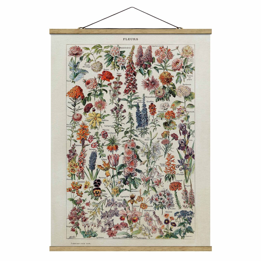 Stoffbild Vintage Bildungstafel Blumen V