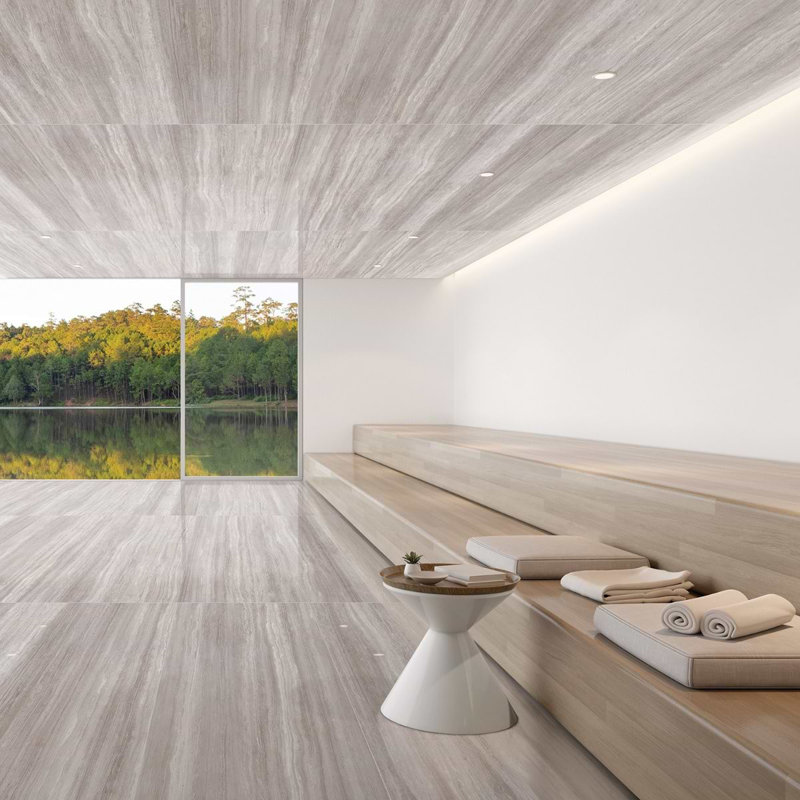 Nashville 24x48 Polished Travertine Look Porcelain Tile, Taupe