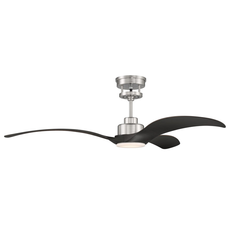 Alli 60'' Ceiling Fan with LED Lights, Brushed Polished Nickel/Black