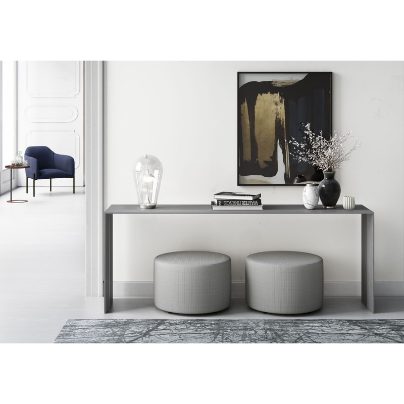 Pouf rond en velours 24 po Hallsy, Velours pied-de-poule