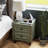 Modern Geometrical 2-Drawer Nightstand In Olive Green