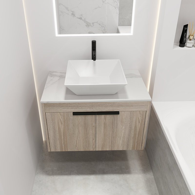 30 " Modern Design Float Bathroom Vanity With Ceramic Basin Set