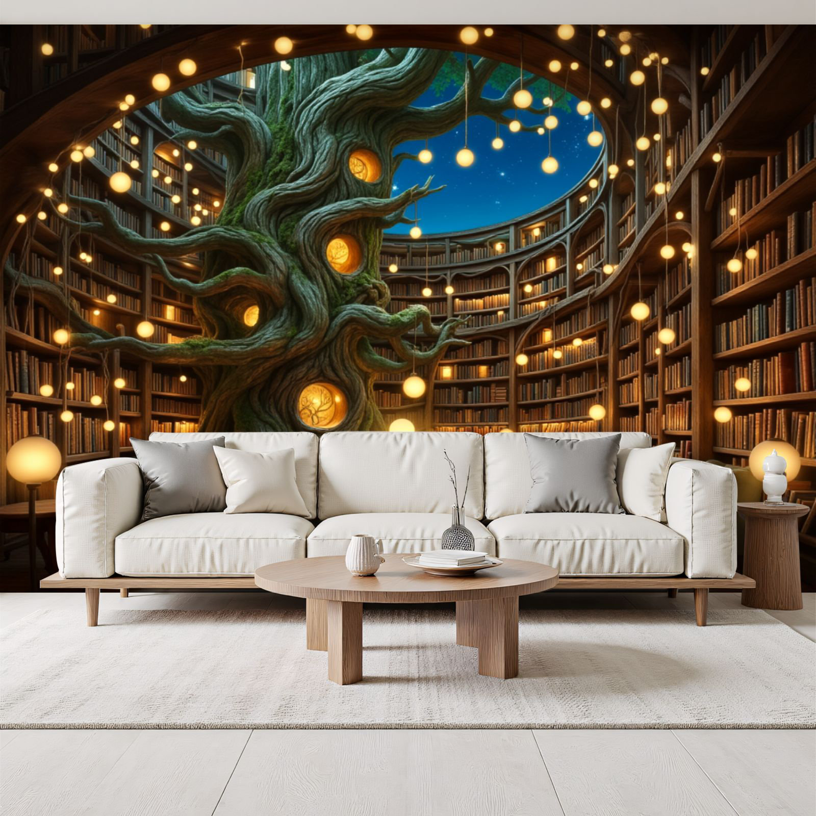 Red Barrel Studio Library Peel and Stick Wallpaper Magical Library Tree ...