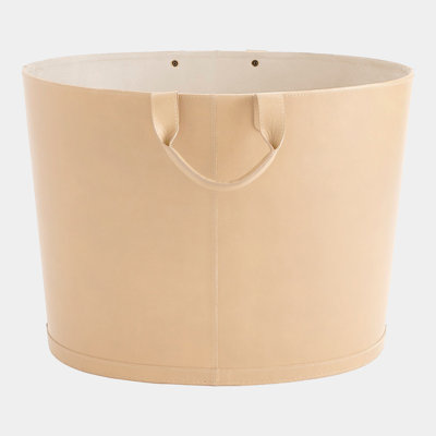 Panier ovale en cuir surdimensionné - beige