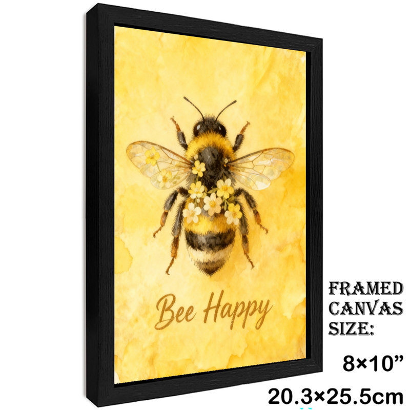 "Black Bee", art mural rétro, impression encadrée de style rétro, H 11 po x l 9 po