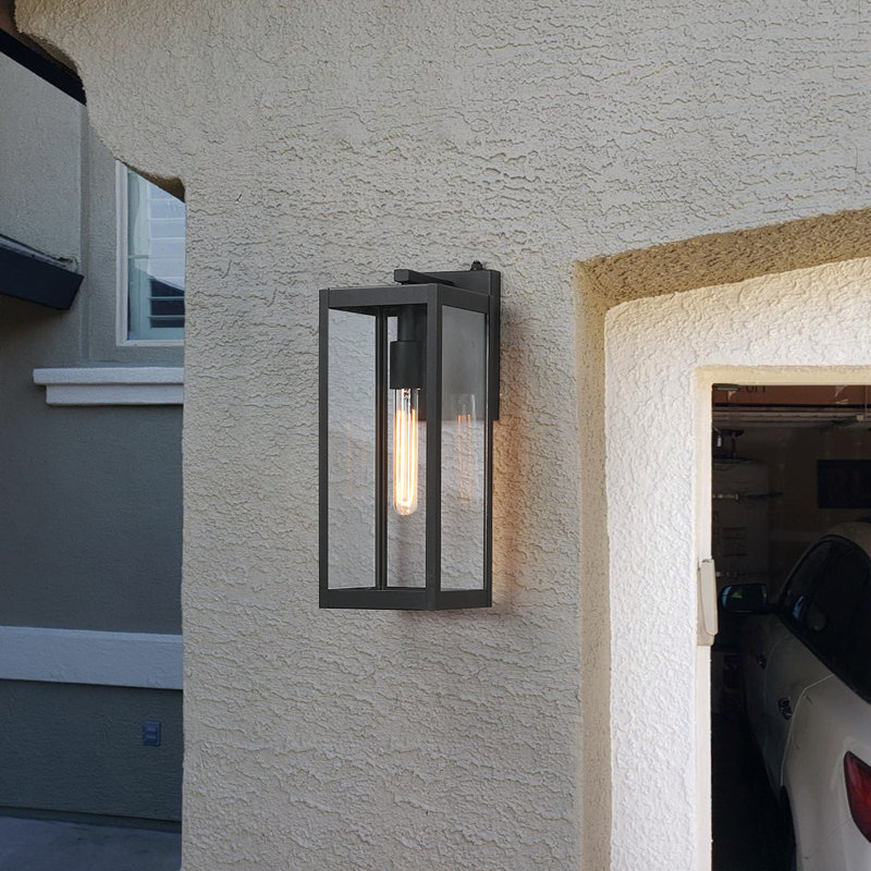 Black 16.5" H Dusk to Dawn Outdoor Wall Lantern Sconce