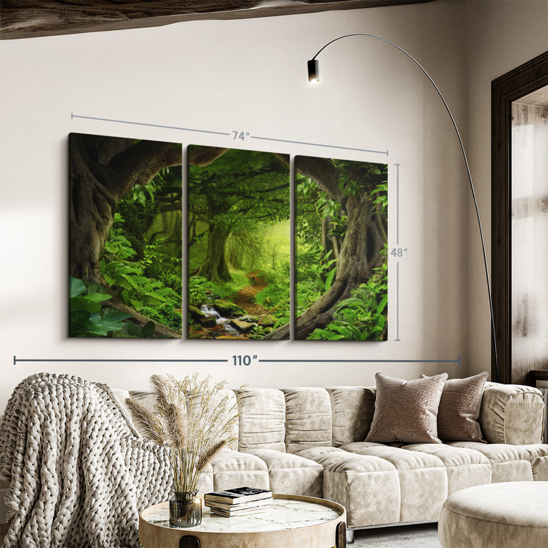«Southeast Asian Tropical Jungle» sur toile, H 48 po x l 74 po x P 1,25 po