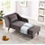 Chaise longue élégante avec revêtement en velours gris et structure rembourrée en bois d'eucalyptus
