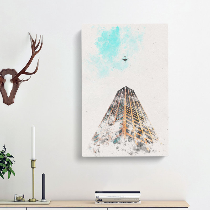 Airplane Flying Above Tokyo - Wrapped Canvas, 60cm H x 40cm W x 4cm D