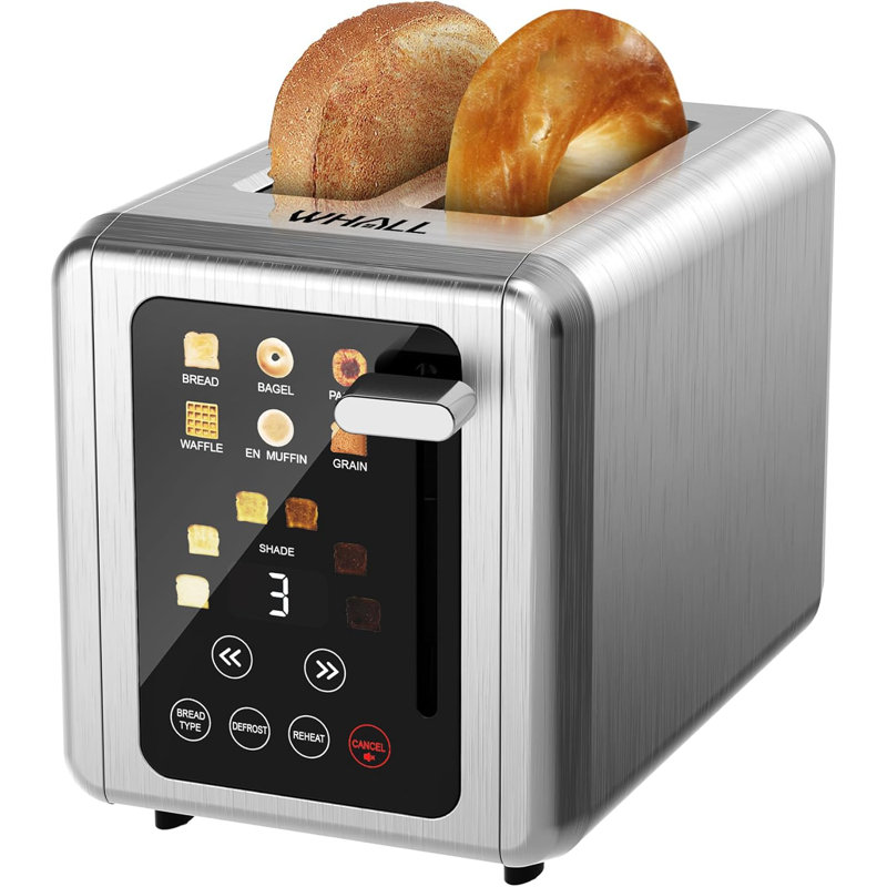 Stainless Steel Digital Touch Screen Toaster with Wide Slots
