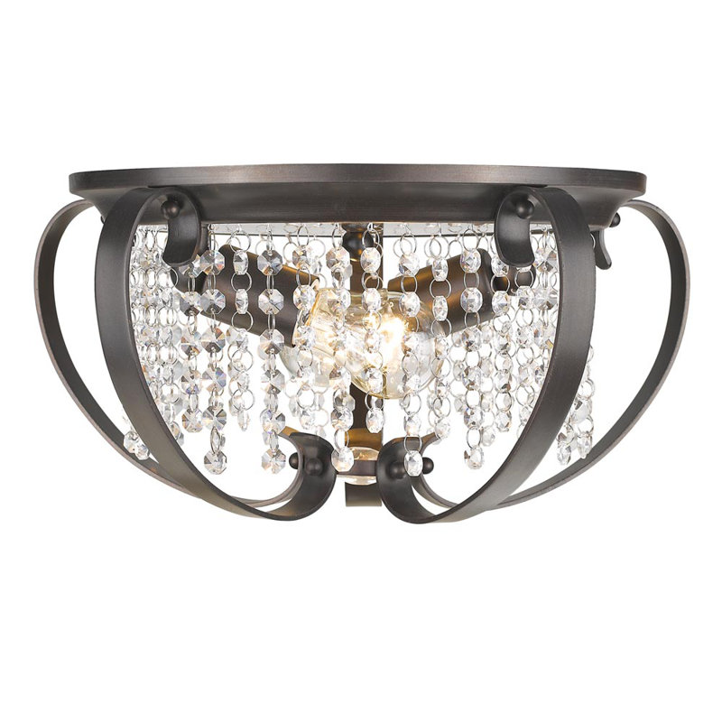 Ella Enchanted 2-Light Flush Mount in Brushed Etruscan Bronze with Crystal Accents