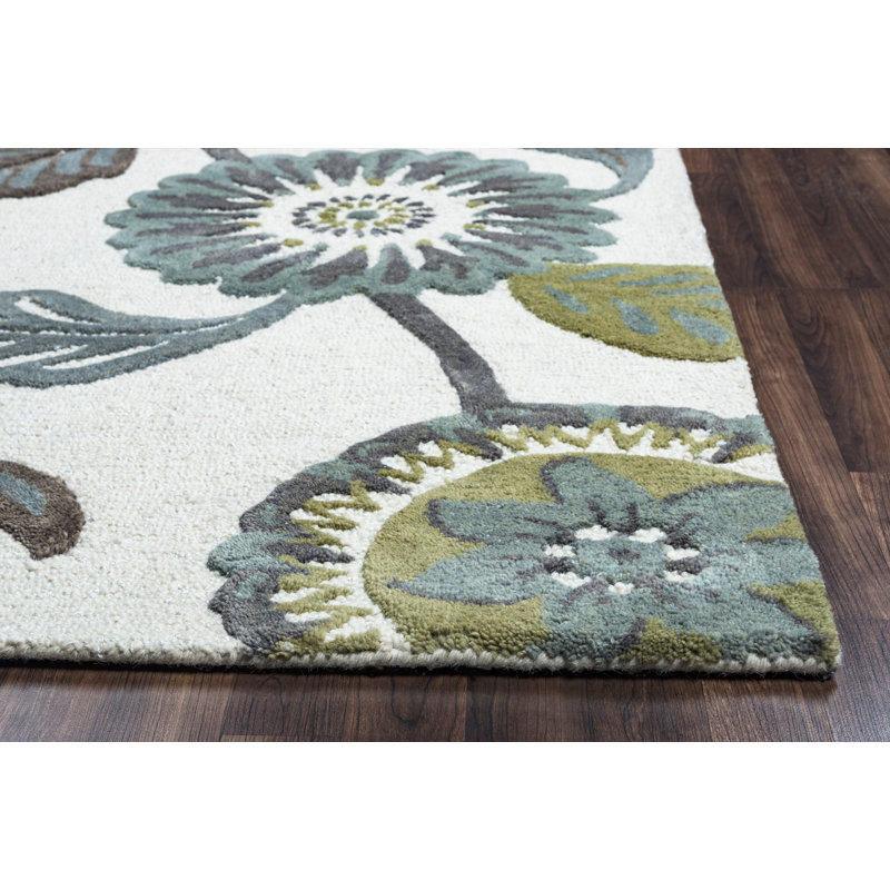 Wool Floral Indoor Rug, Rectangle 5' x 8'