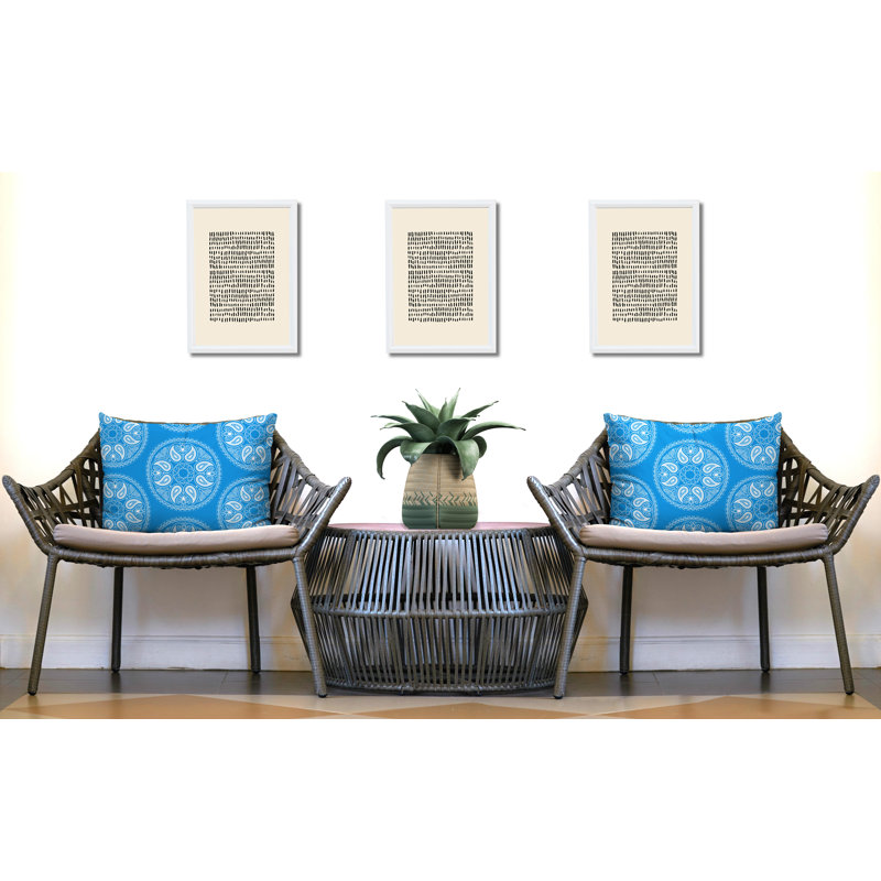 Paisley Outdoor Reversible Throw Pillow, Blue