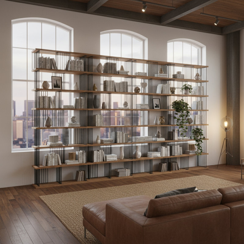 Davee Antique Walnut Color Display Etagere Bookcase