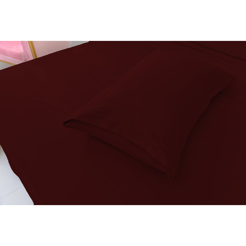 Ensemble de draps 1800 en rayonne de bambou, Simple, Bourgogne