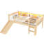 Lit mezzanine simple Natural TG avec tablettes de rangement, lumières à DEL et garde-corps pleine longueur, assemblage simple, solution compacte en bois massif avec finition parfaite pour la chambre à coucher, finition