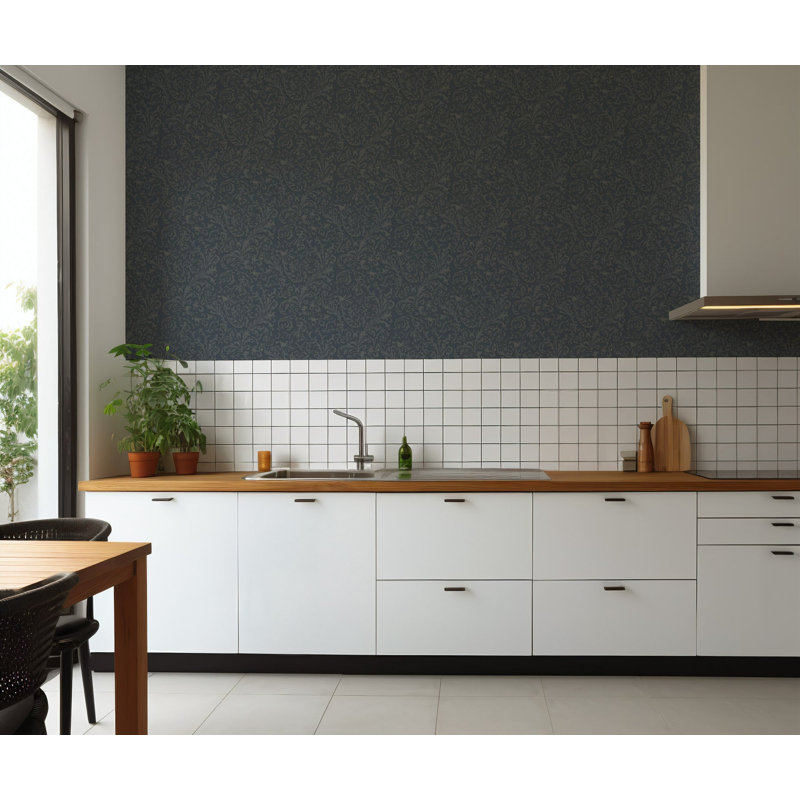 Florentine Vine - Wallpaper, Black, Self-adhesive