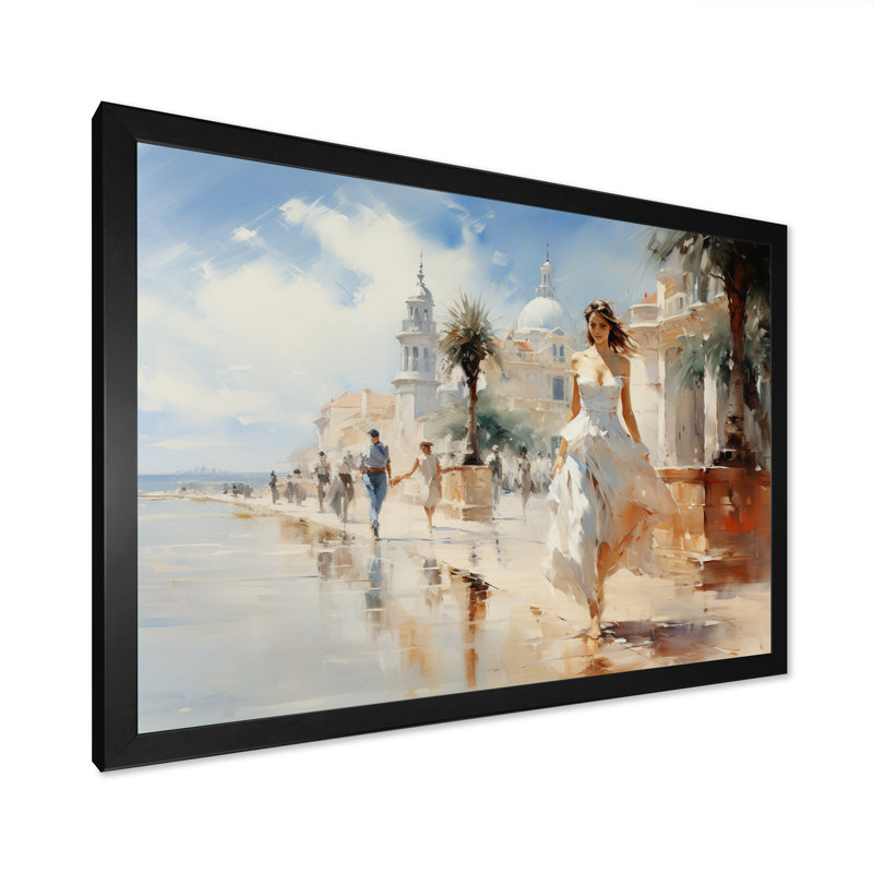 Kolbie, Espagne, bord de mer, promenade à Tolède, sur toile, Cadre simple noir, H 12 po x l 20 po x P 1 po