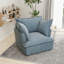 Fauteuil d'appoint et canapé-lit simple en chenille de 38 po de largeur, siège confortable pour le salon et la chambre à coucher, bleu (ensemble de 2)-2041542033
