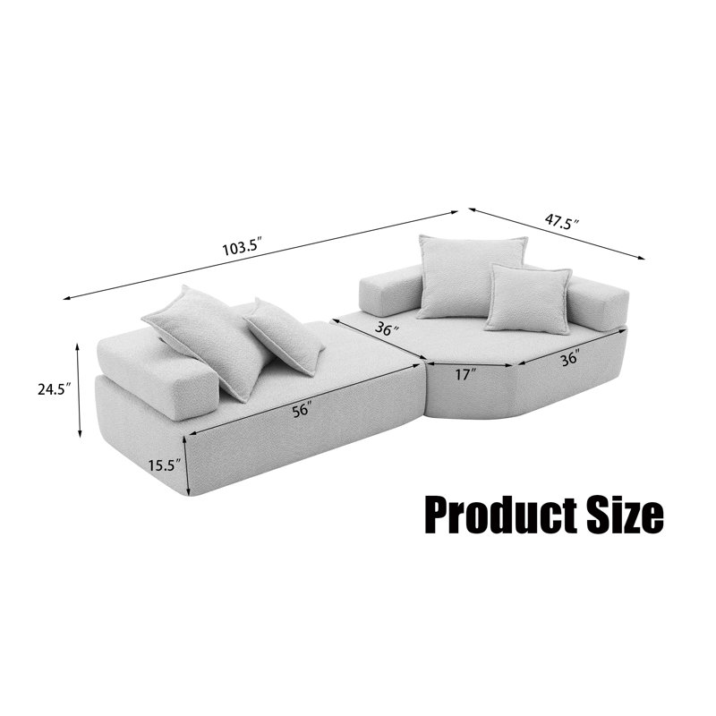Canapé modulaire Ermajean, Tissu beige
