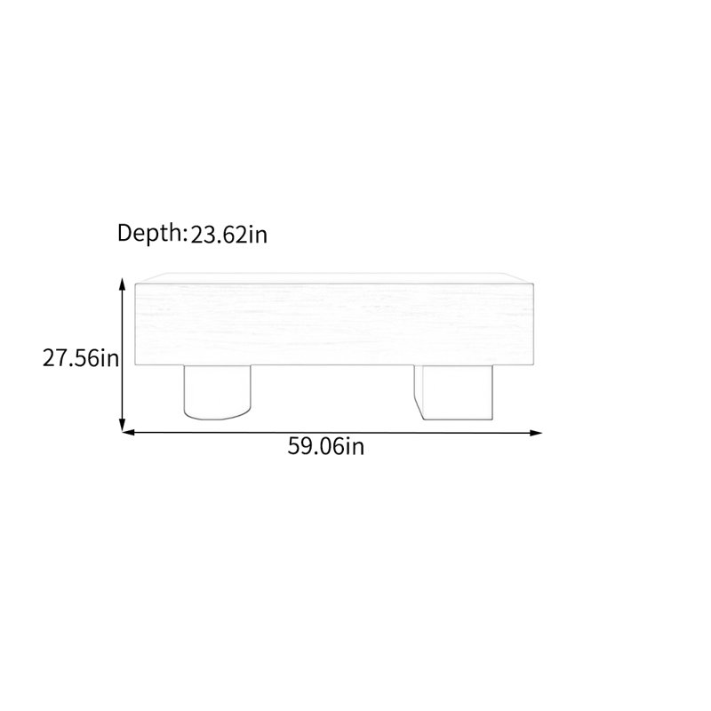Table de présentation moderne avec îlot géométrique, H 27,56 po x l 59,06 po x P 23,62 po