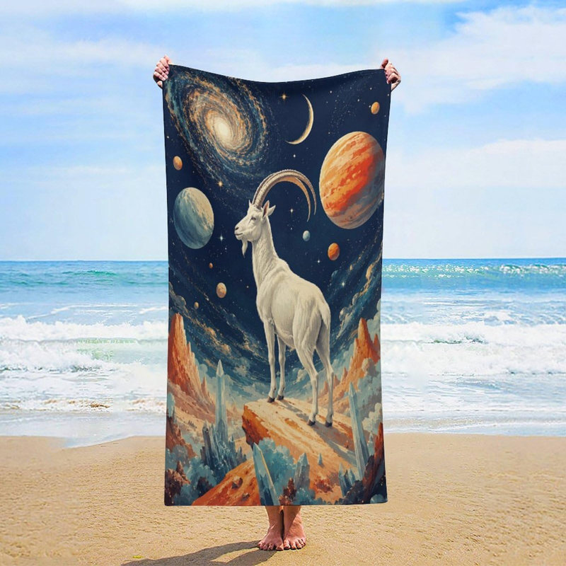 Serviette de plage géante à motif de chèvres, séchage rapide, sans sable, en microfibre légère et ultra-absorbante, idéale pour les vacances d'été, les voyages et la plage, 152 x 203 cm.