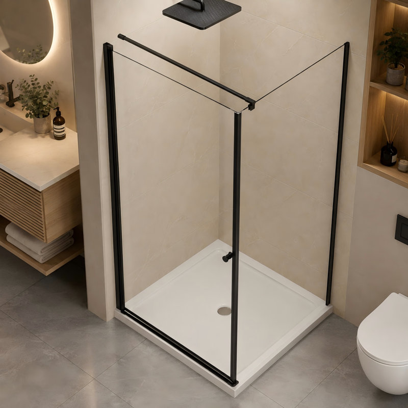 Cabine de douche sans cadre de l 36 po x l 36 po x H 72 po avec verre trempé transparent de 1/4 po